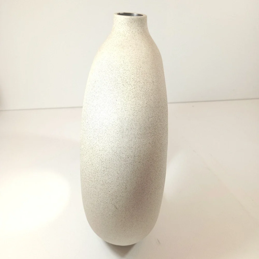 Modern Japandi Ceramic Donut Vase Beige Textured Round Floral Statement Decor